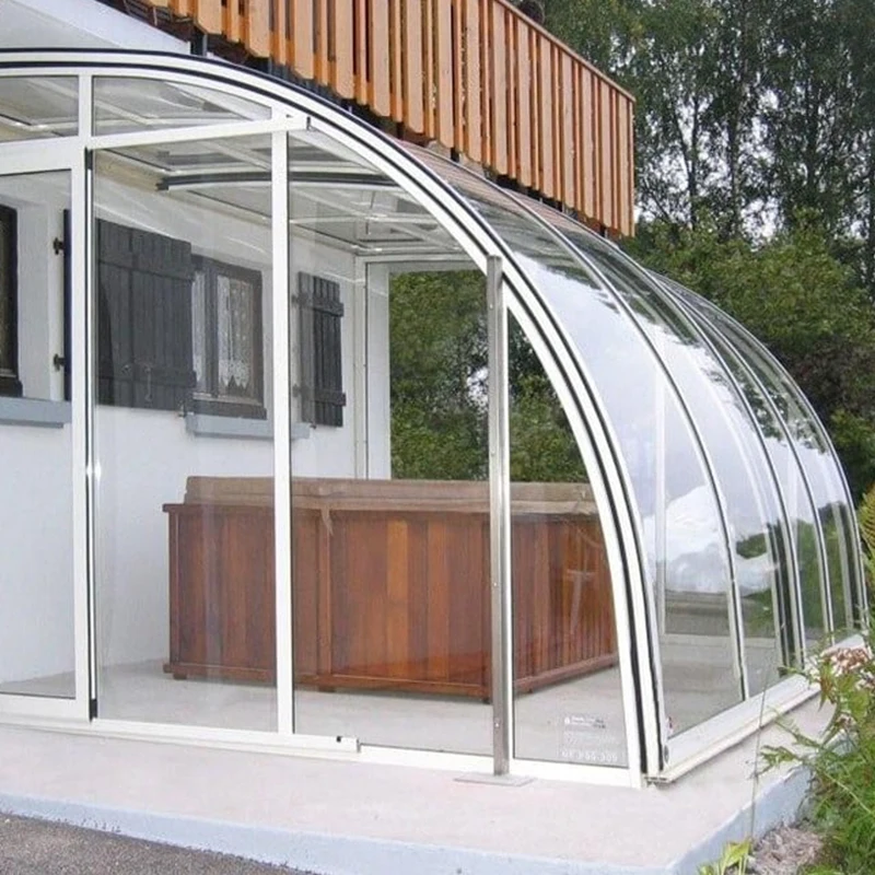 Factory Customized Curved Sun Room Custom American Style Glass House Aluminium Modern Glass House