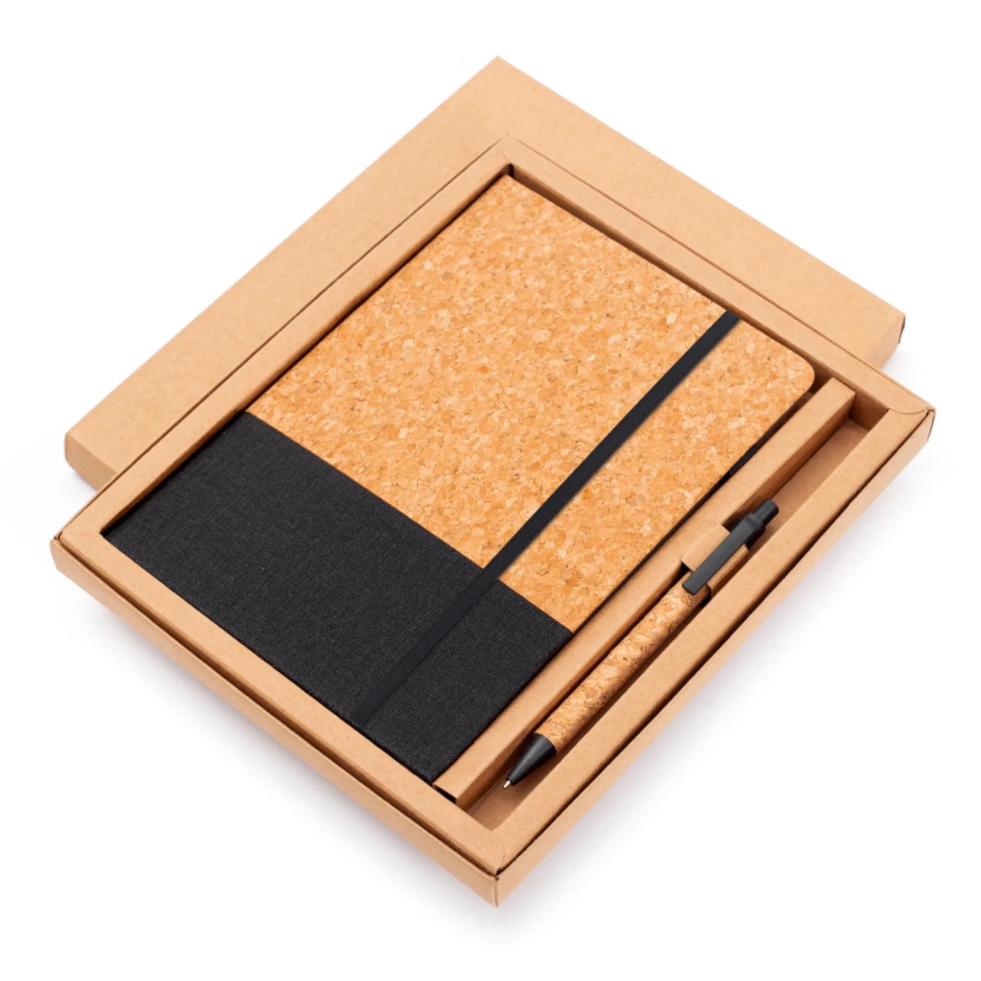 Custom stationery A5 Notebook with Cork PU Wheat Straw Splicing Eco-Friendly school supply stationery set