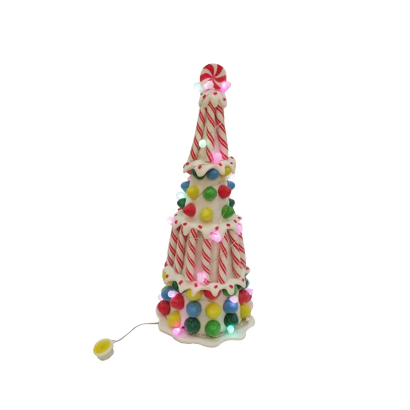 Custom Xmas Creative Crafts LED Christmas Luminous Polymer Clay Holiday Indoor Christmas Tree Decorations