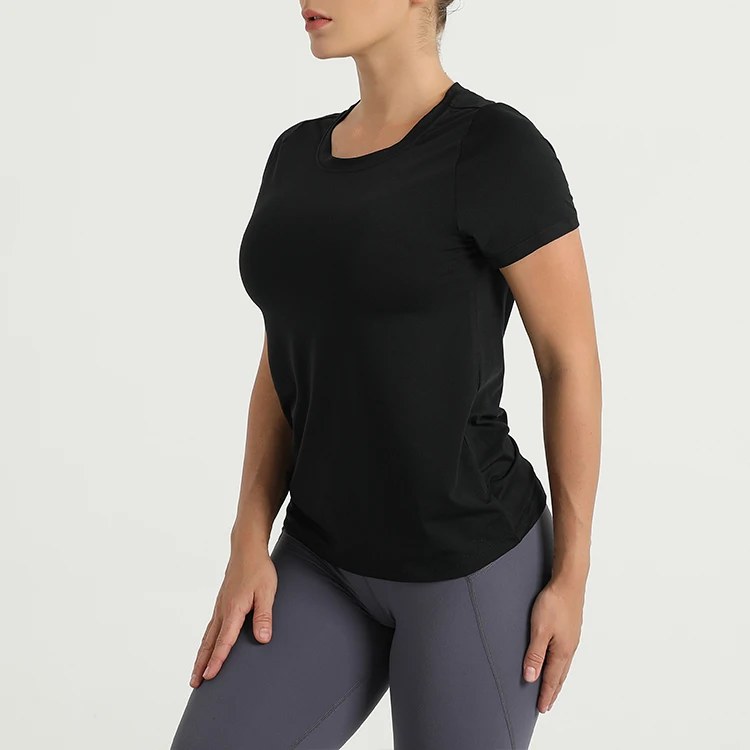 Jiadi спорт на заказ Пустые дышащие футболки для тренажерного зала Женская Базовая черная клетчатая футболка Женские топы йоги