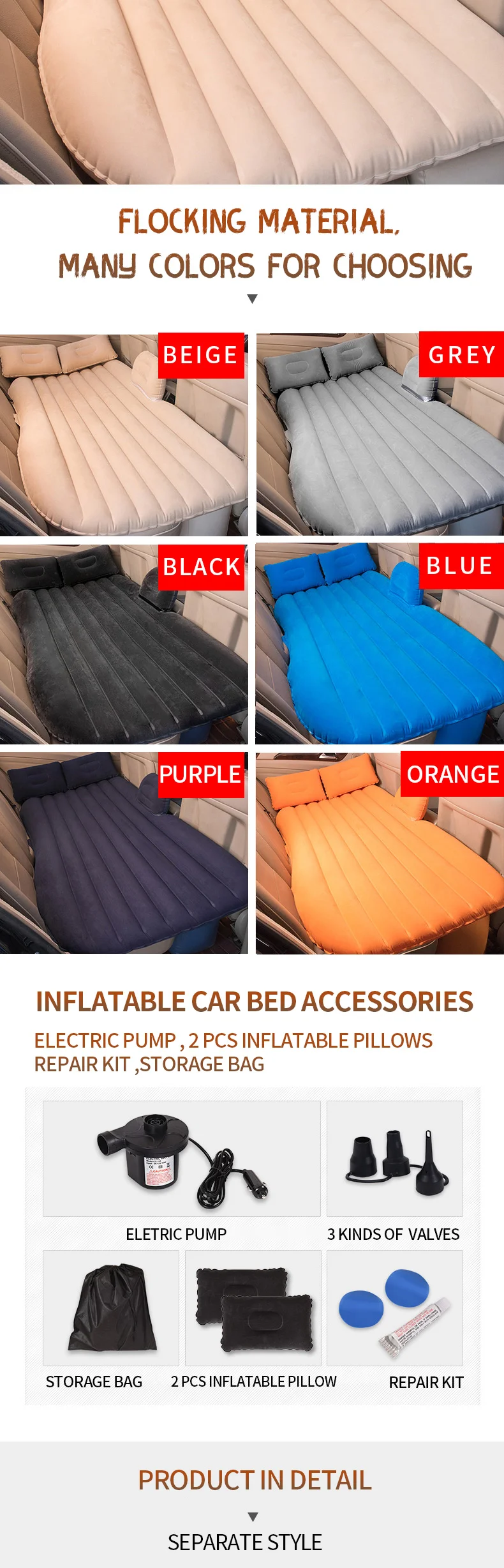Wholesale Automobile car mattress portable quick inflating car air bed inflatable  car air mattress