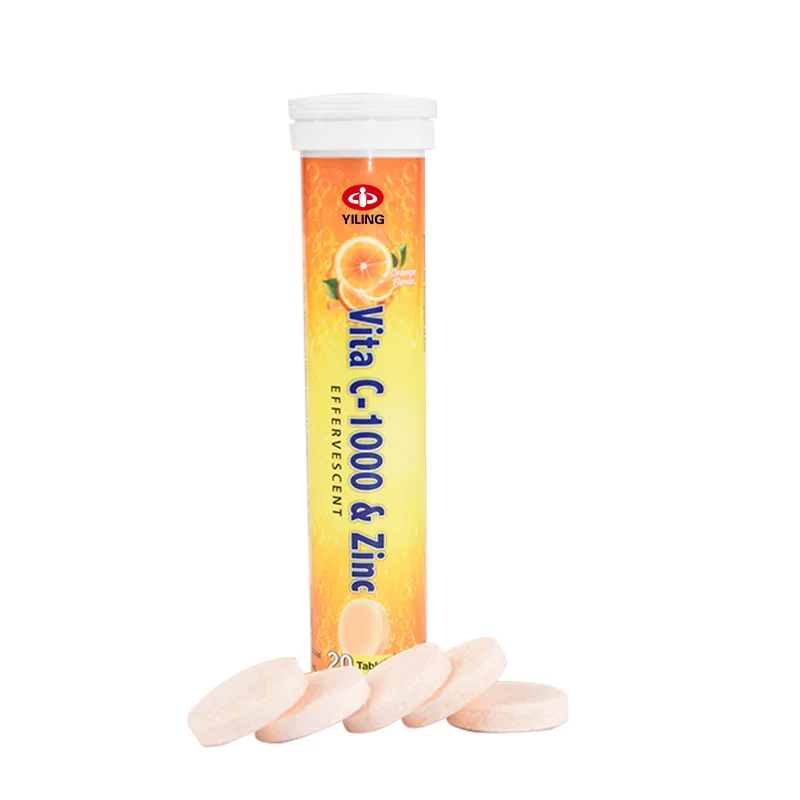 Yiling Vitamin C and zinc Effervescent Tablets Whitening Orange Juice Improve immunity