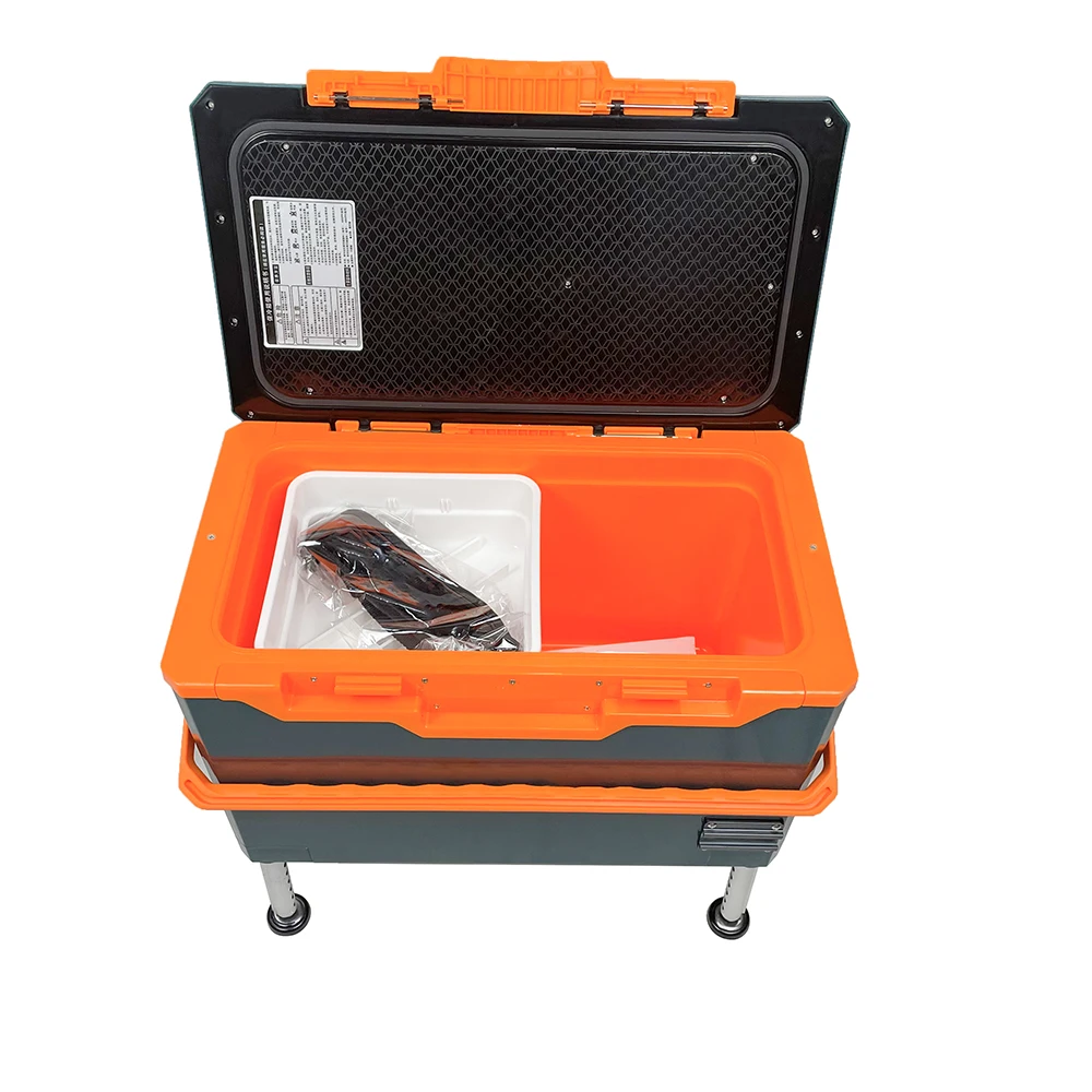 Portable Fishing Box Insulated Cooler with Handle and Wheels Multi-function Fishing Chair Foldable Backrest Large Capacity 32L