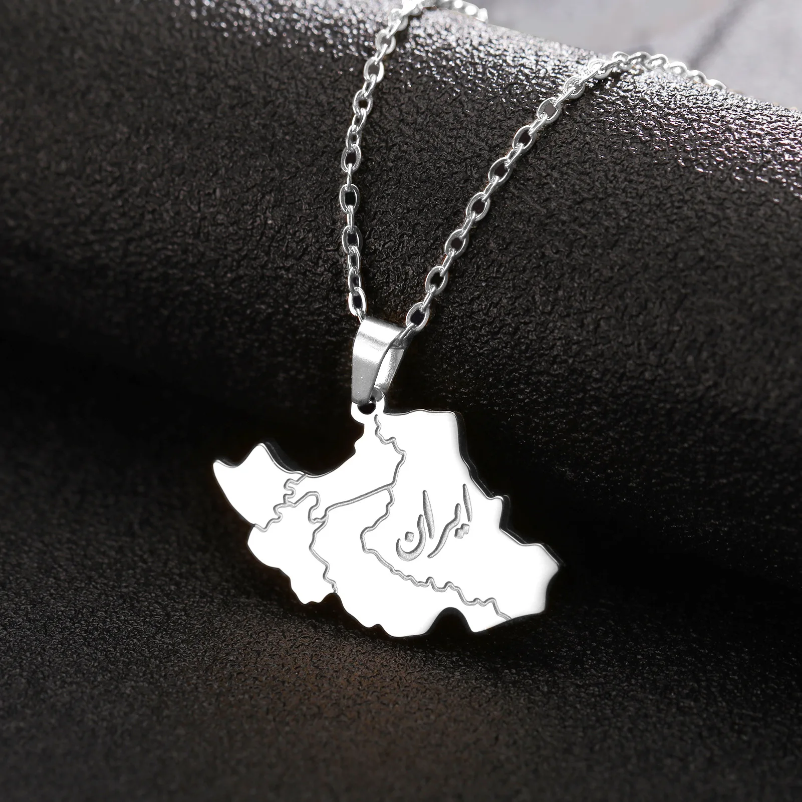 Iran Map Pendant Necklaces For Women Men Stainless Steel Gold Color Iranian Charm Chain Choker Jewelry Patriotic Gifts