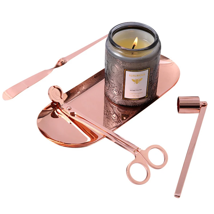  Wholesale Household Stainless Steel Durable Candle Wick Trimmer Set Gold Silver Rose Matte