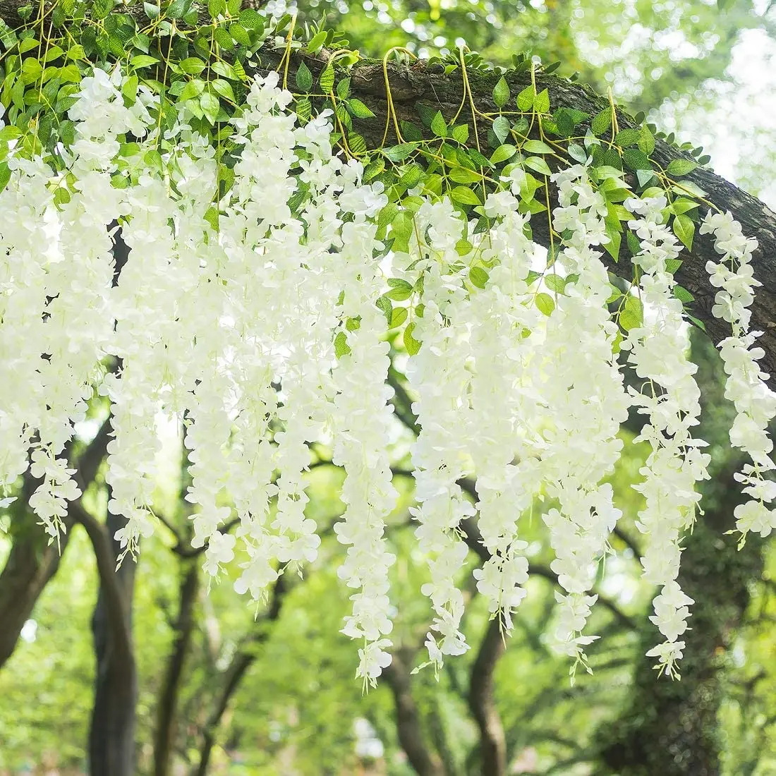 Artificial Wisteria Vine Ratta Wisteria Hanging Garland Silk Long Hanging Bush Flowers String Home Party Wedding Decor