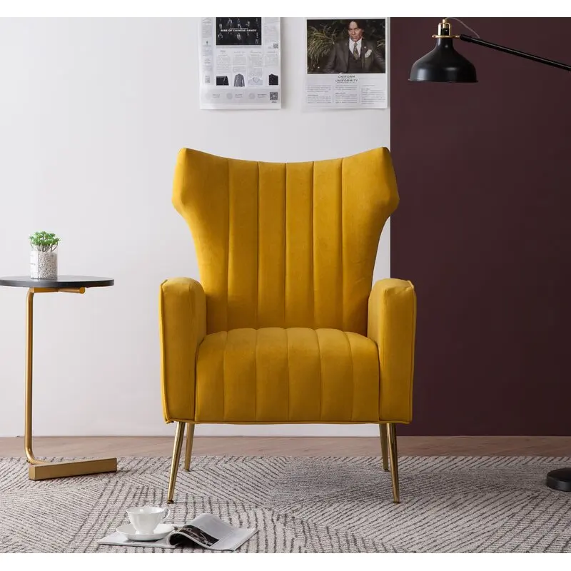 Современный бархатный стул Lauretta Wingback из блестящей ткани с высокой спинкой кресло для отдыха