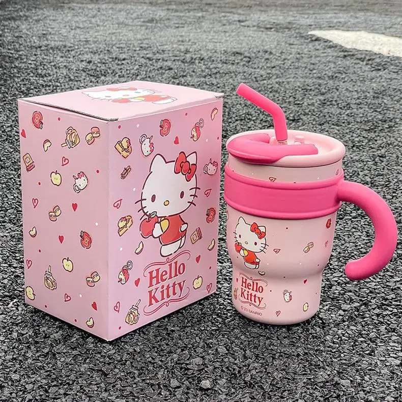 Children Kawaii Cartoon Insulated Thermos Gourde Leak Proof 500ml Vacuum 304 Stainless Steel Pink Blank Hot Water Bottle