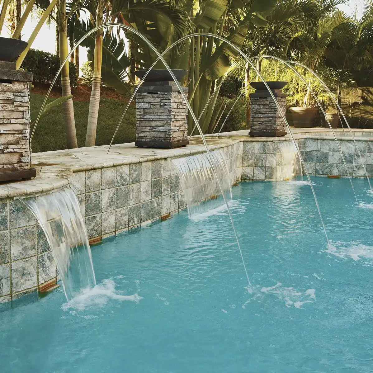 
Factory Supply Best Price Stainless Steel Blade Swimming Pool Wall Waterfall 