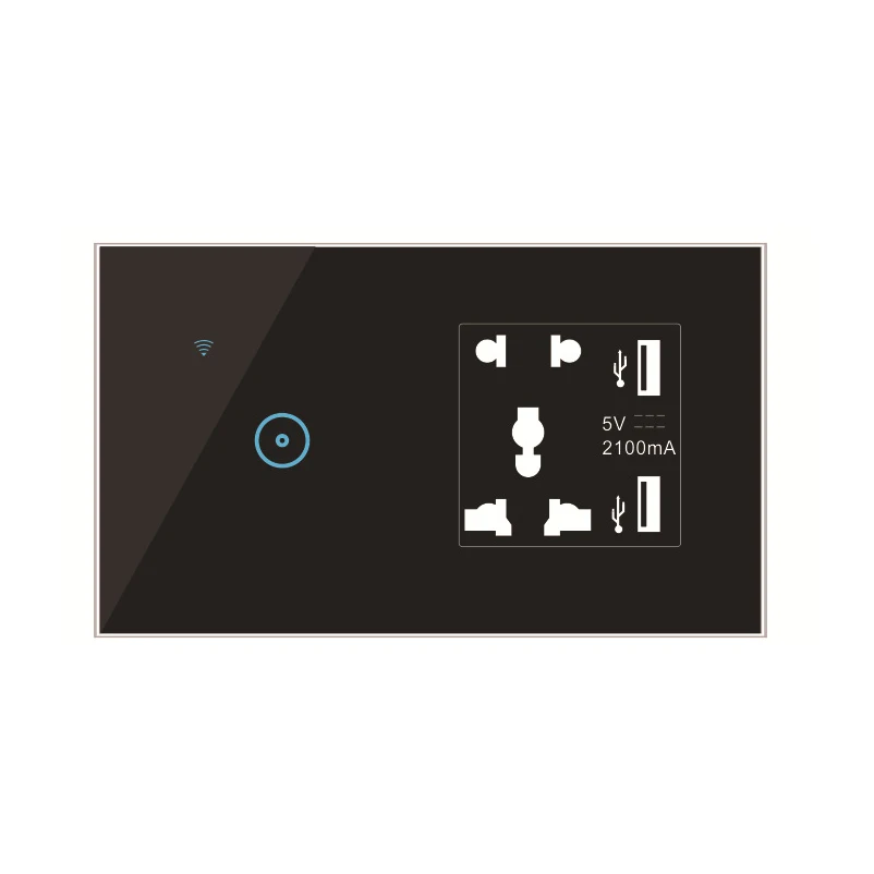 British standard UK Wifi wall switch and smart Wifi  socket outlet, 5 pin multi socket EU Australian export switch socket