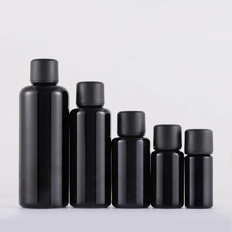 FOCSTAR 10ml 15ml 30ml 50ml 100ml 200ml Black Color Refillable Glass Cosmetic Porcelain Essential Oil Bottles (BTL032)