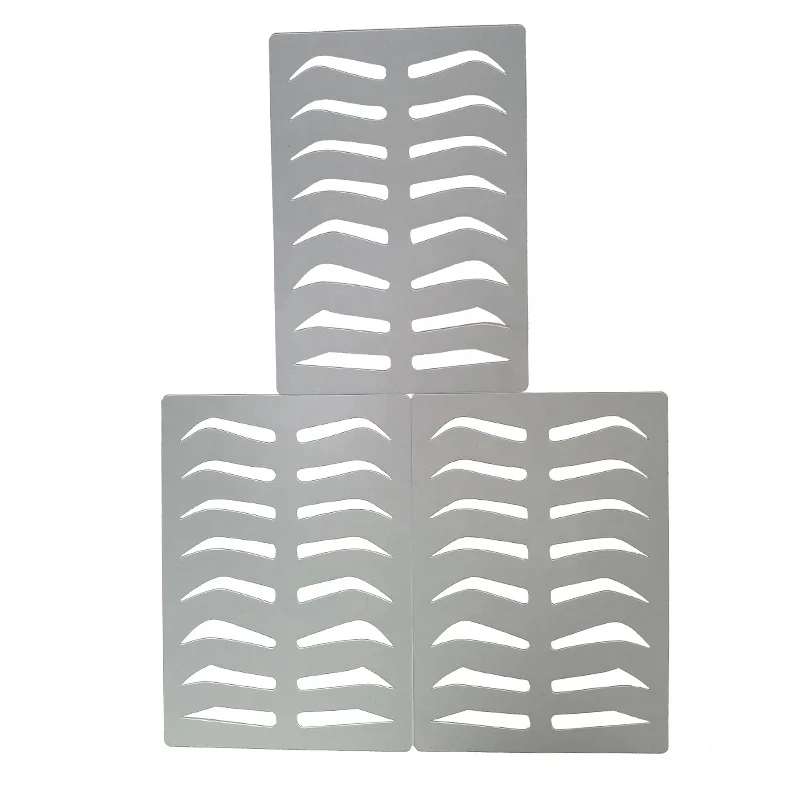 Hot Selling New Arrival PVC Transparent 8 Types Brow Shape Stencils Measure Makeup Tools for Measuring Ruler Eyebrow Template
