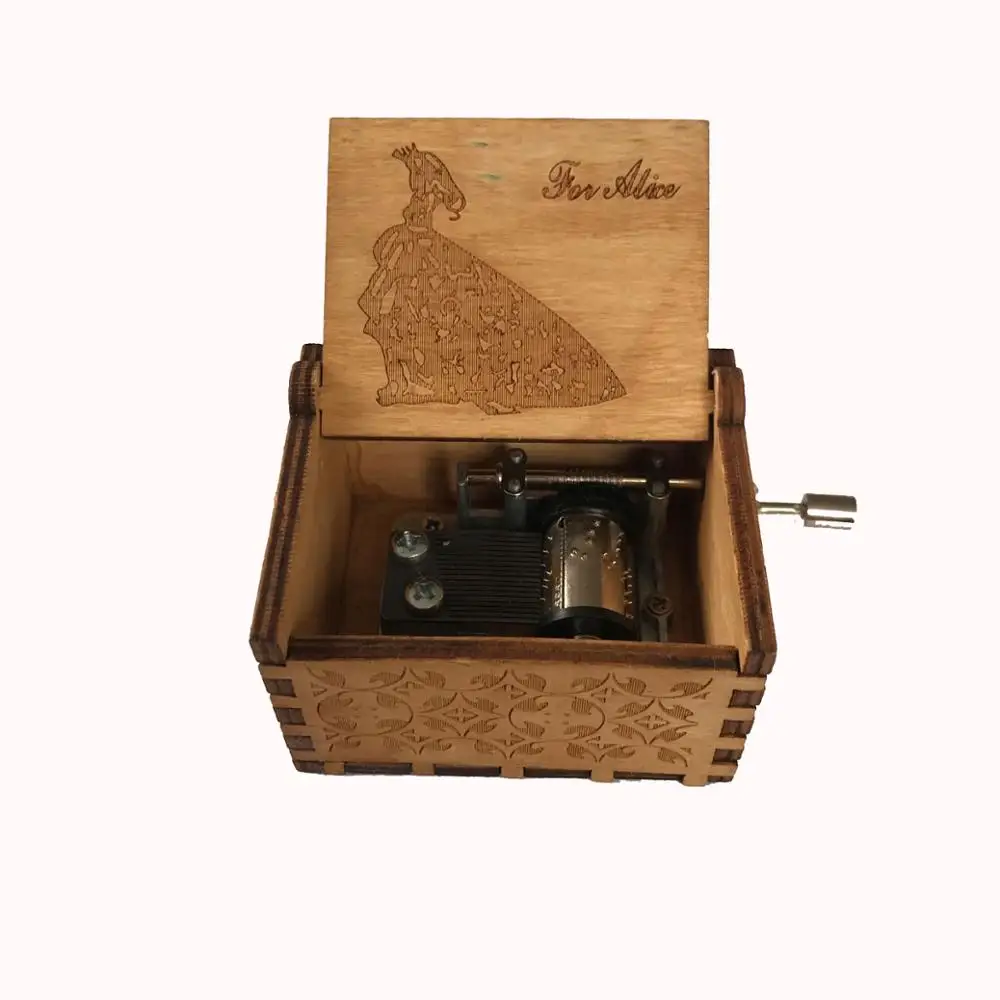 Custom music box logo hand-held wooden music box