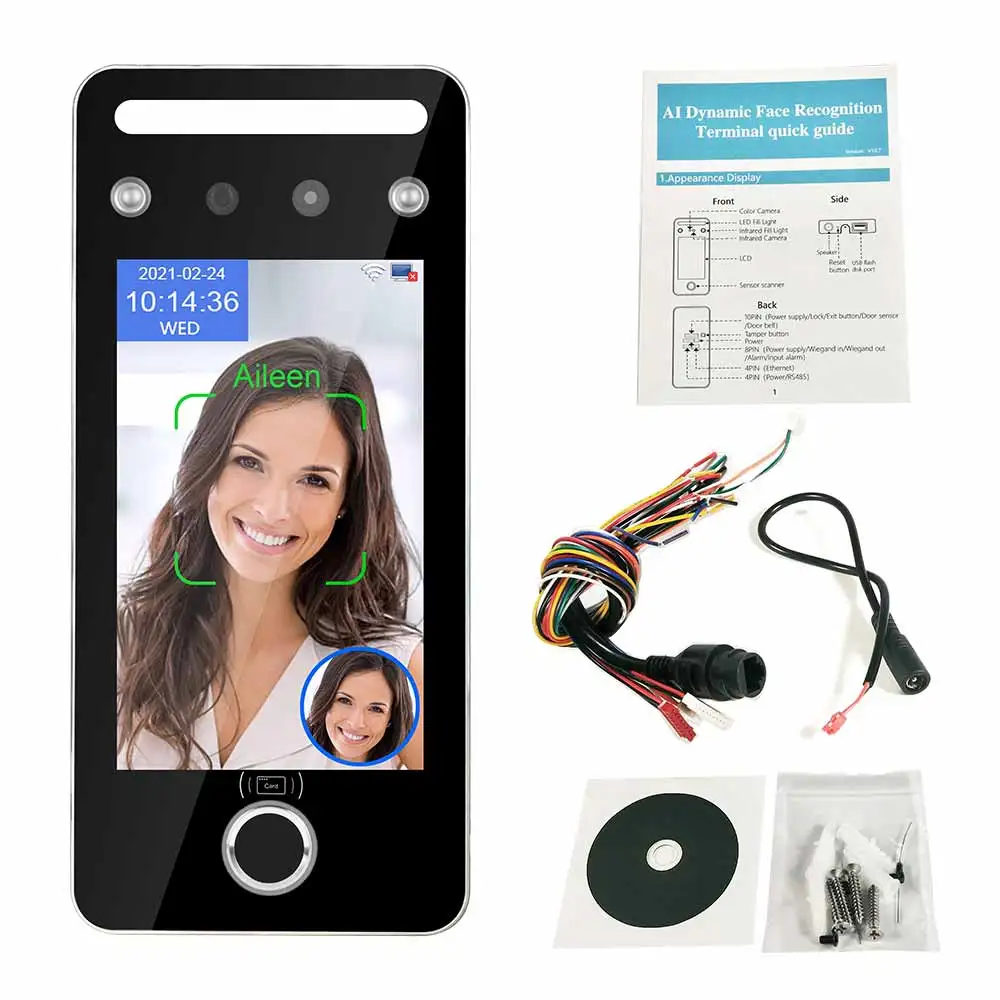 5 Inch IPS Screen RS485 Multi 5 Person AI Face Recognition Access Control Time Attendance Products with WIFI RFID Card