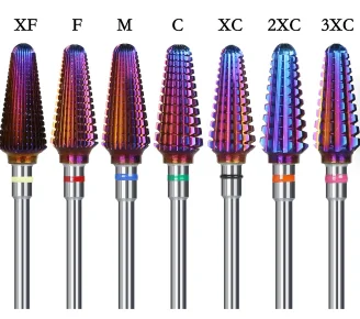 Long Flame 3/32' Carbide Tungsten Bits for Nail Salon Beginners Bits Rose Gold Color Coating