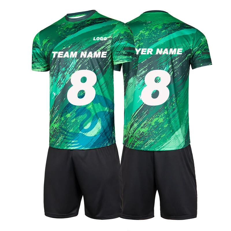 european club plain football imported soccer jersey green custom wear shorts soccer uniforms for man