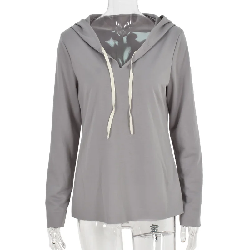 Одноцветная Толстовка на шнурке с v-образным вырезом на осень и зиму, пушистая толстовка с капюшоном на заказ с вышитым логотипом