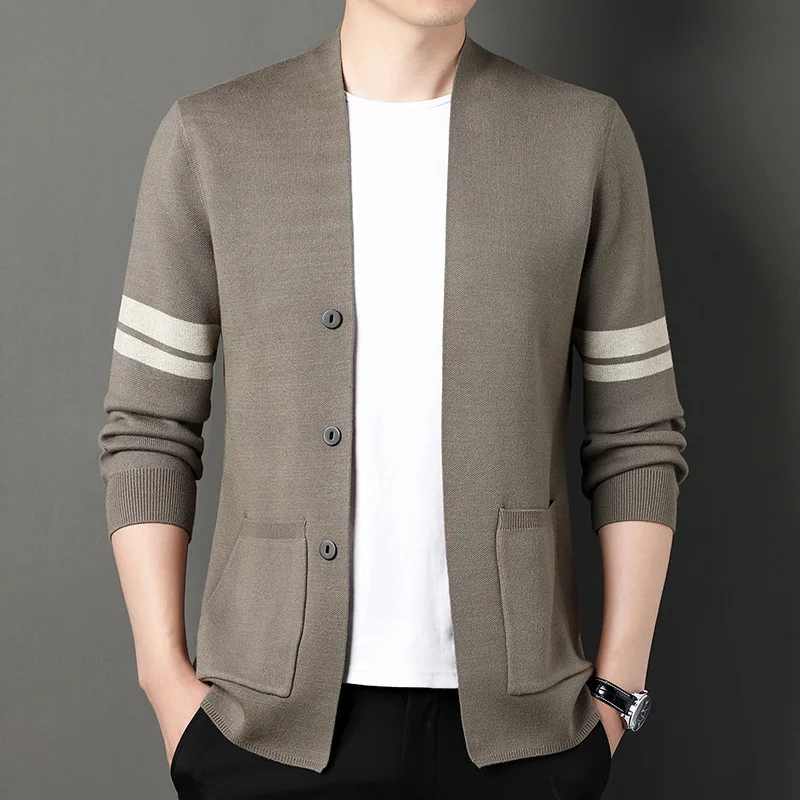 2024 2025 Custom Mens Cardigan High Quality Cardigan Mens Sweater Knitted with Button Sweater Cardigan Standard Print Pattern