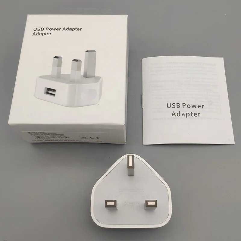 3Pin для мобильных телефонов и планшетов Apple зарядное устройство стандарта Великобритании iPhone 5/6/7/8/x UK настенное