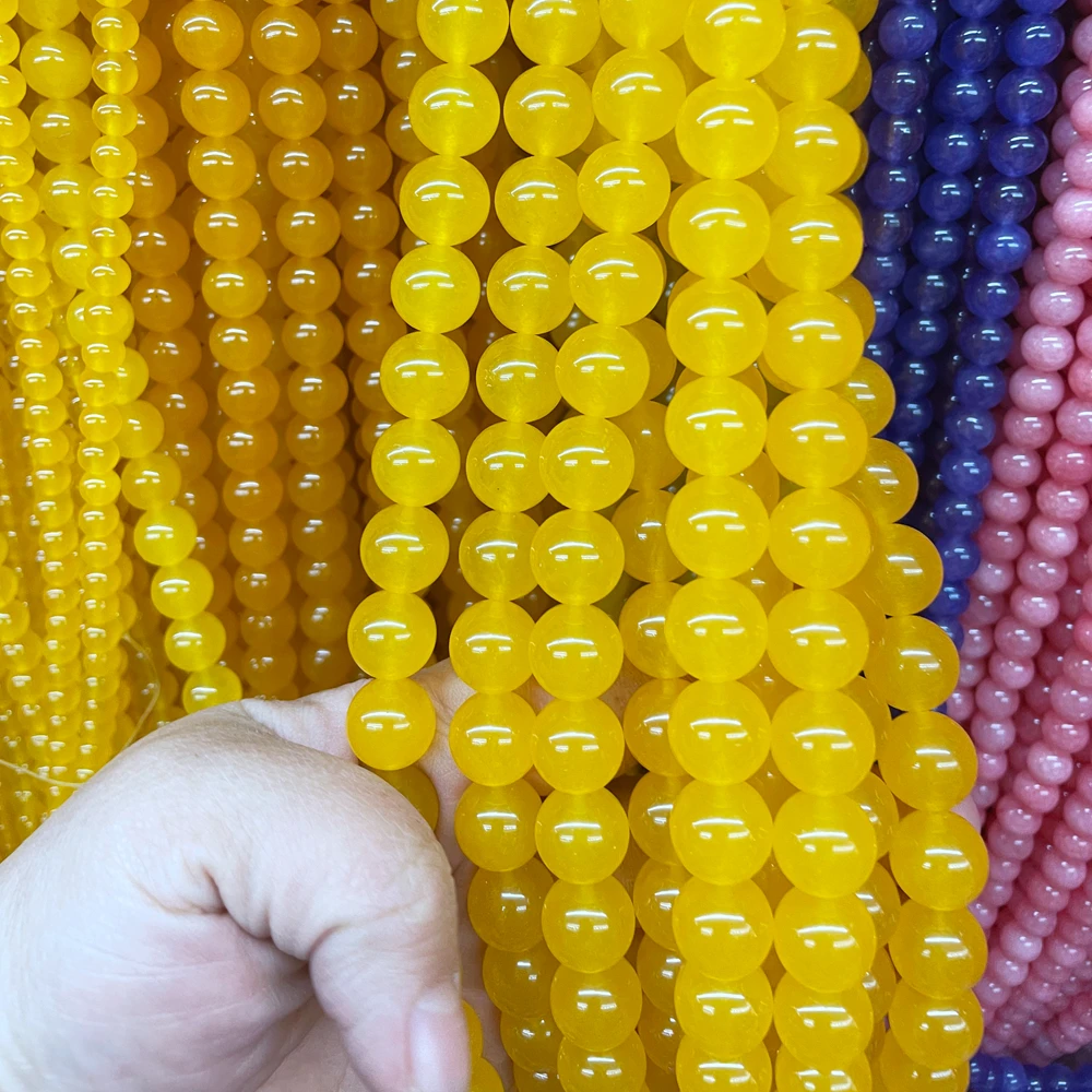 Jade Stone Red Green Orange Blue Different Color Round Loose Beads Strand For DIY jewelry making Necklace And Bracelet