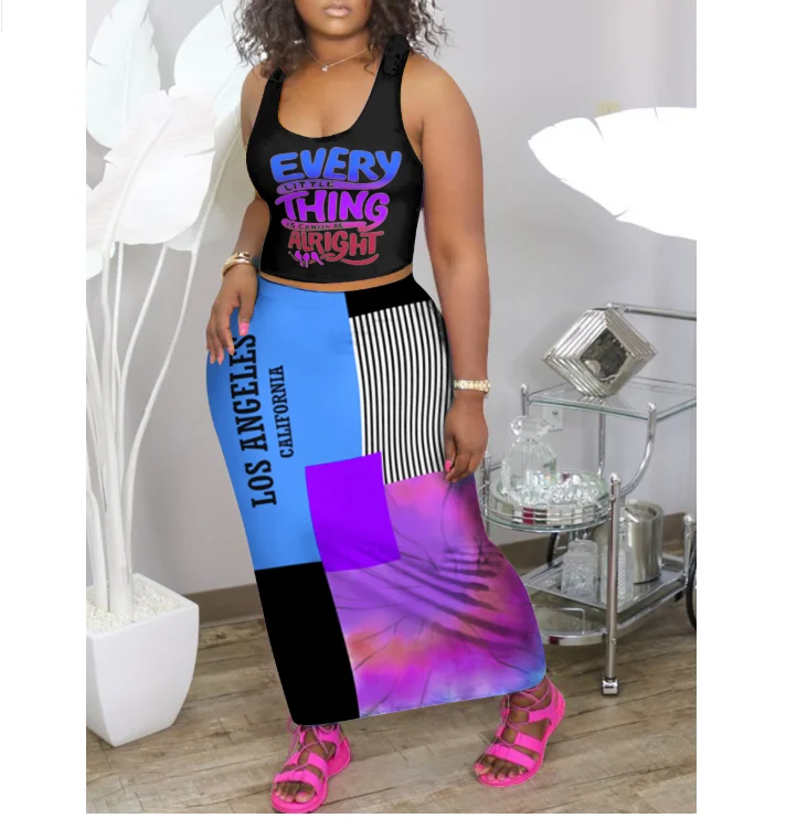 Think 2021 Plus Size Womens Clothing Fashion Women Fall Clothes skirt Outfits Two Piece Set plus size women clothing