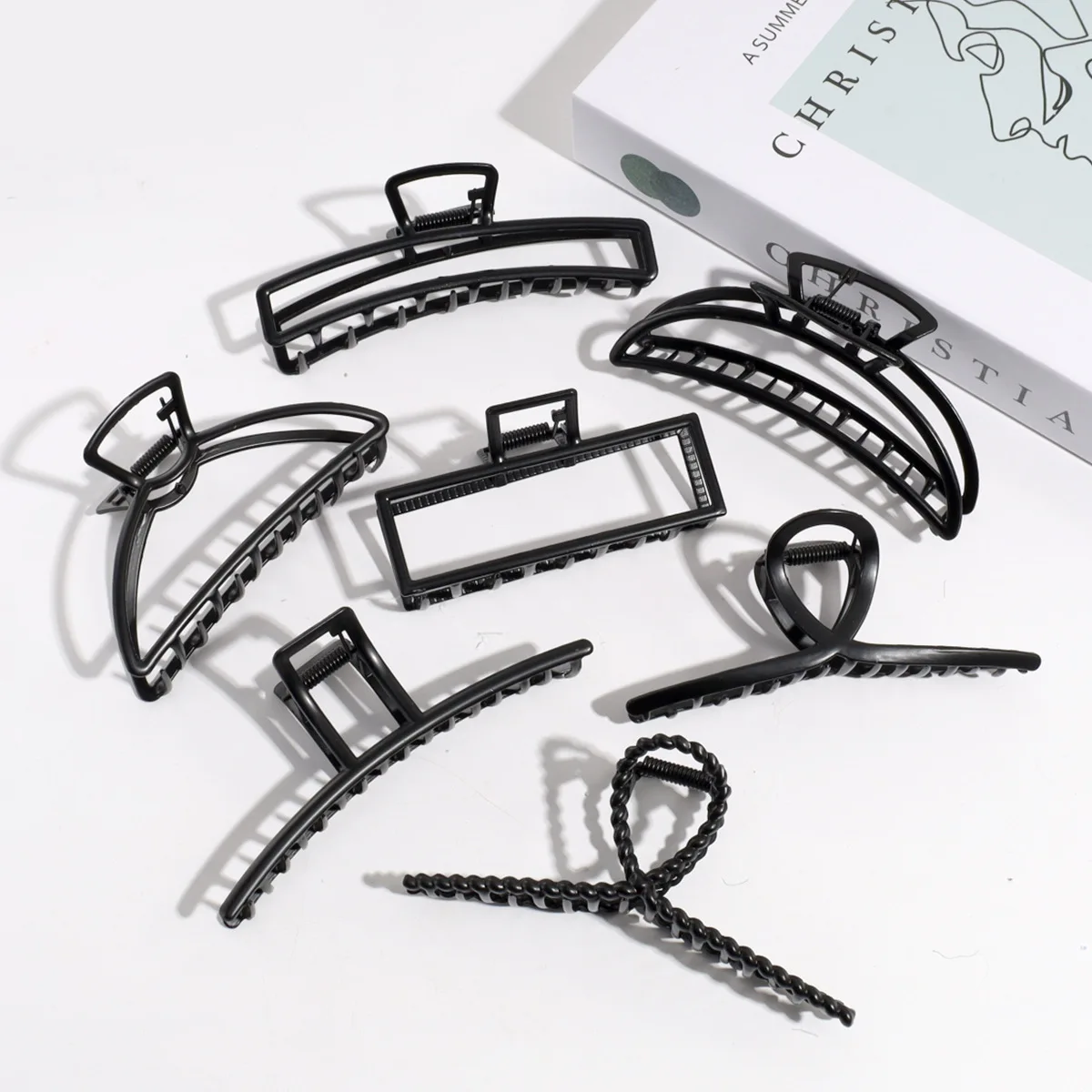 High Quality Black Metal Large Square Hollow Hair Clip Washing Hair Claw Clips Accessories For Women Matte Hair Clips