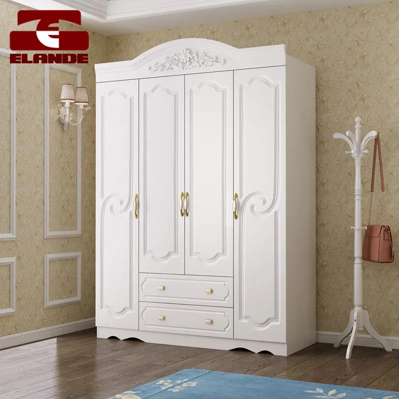 Wardrobe Simple Modern Economical Three or Four Doors Wooden Bedroom Assembly Wardrobe Five or Six Doors White Large Wardrobe