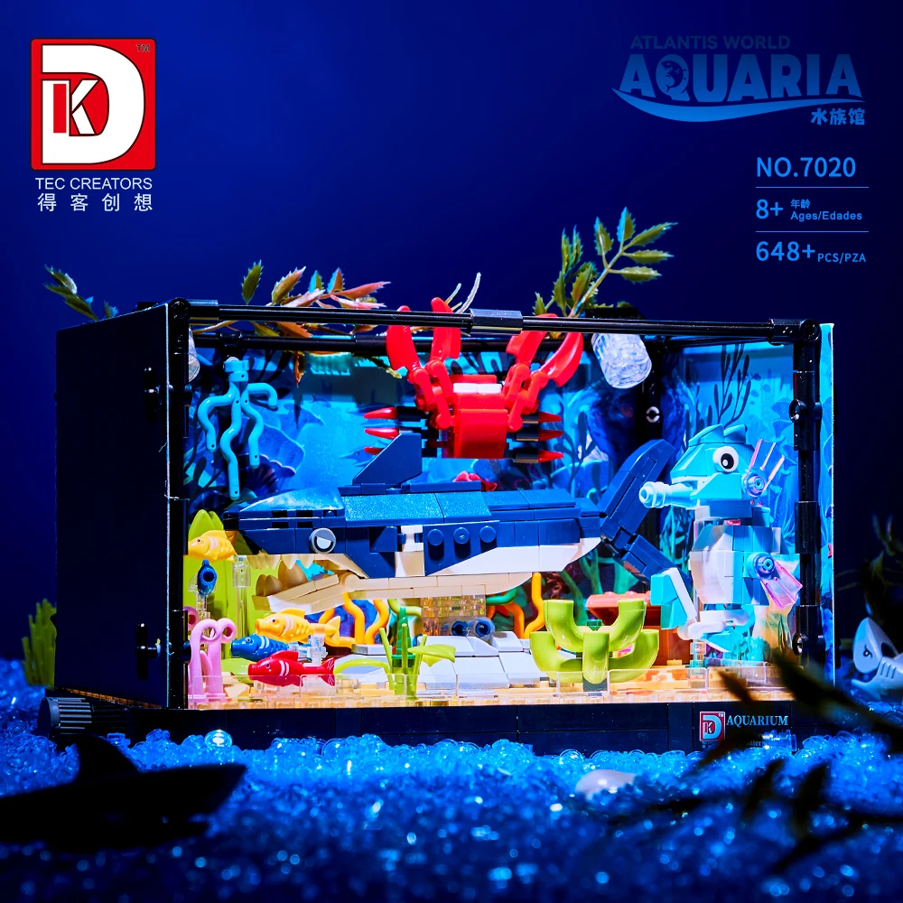 MOC Ocean World аквариум Акула креативный блок головоломки с освещением подарок строительный развивающие игрушки