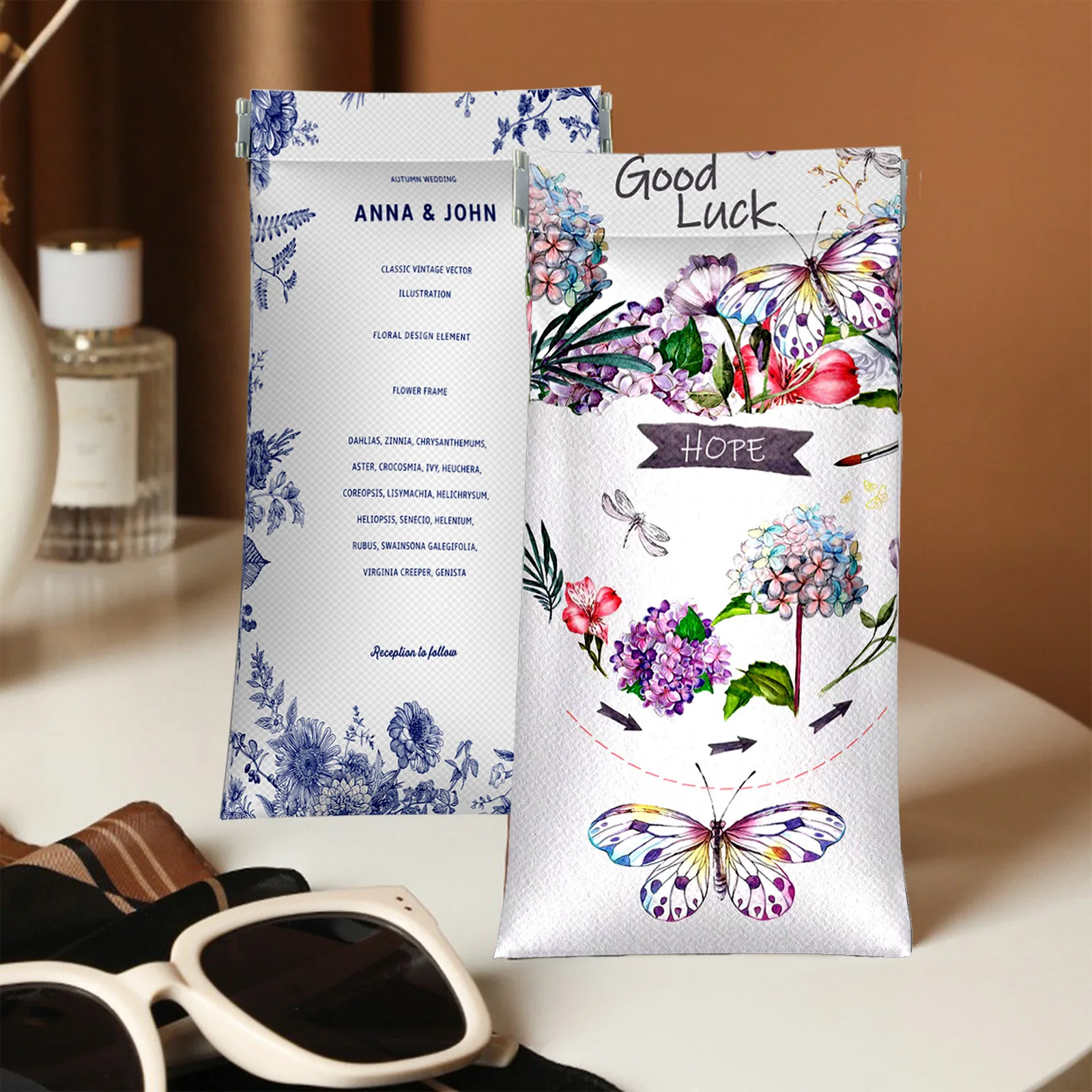 Customise Printing Soft Pu Leather Lipstick Glasses Pouches Portable Squeeze Top Eyeglasses Holder Storage Sunglasses Case