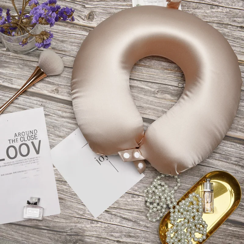 Подушка для путешествий HEFT BOOOGE, однотонная U-образная подушка из шелка тутового шелкопряда, 100%, 19 мм