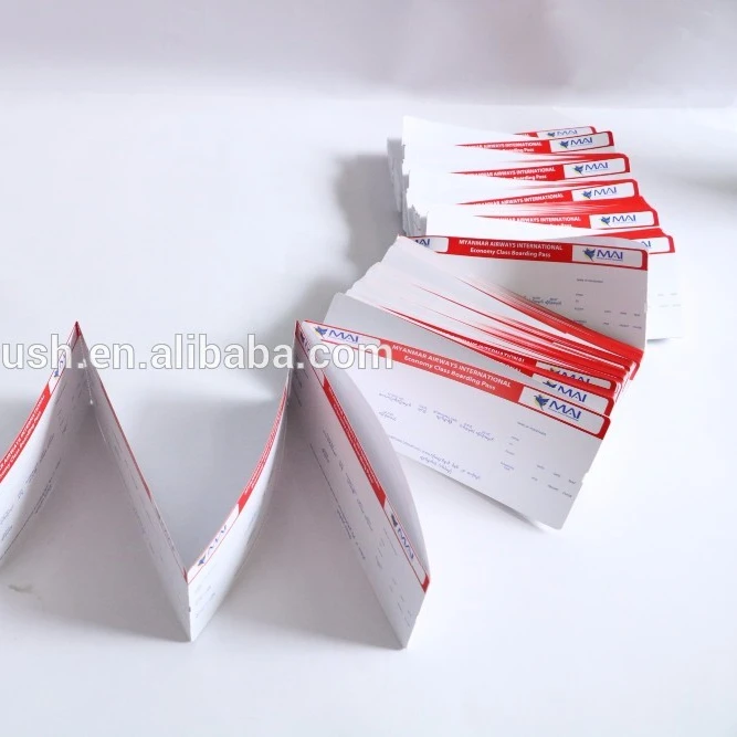 New customized Thermal Boarding pass thermal boarding pass thermal blank boarding pass paper thermal flight tickets