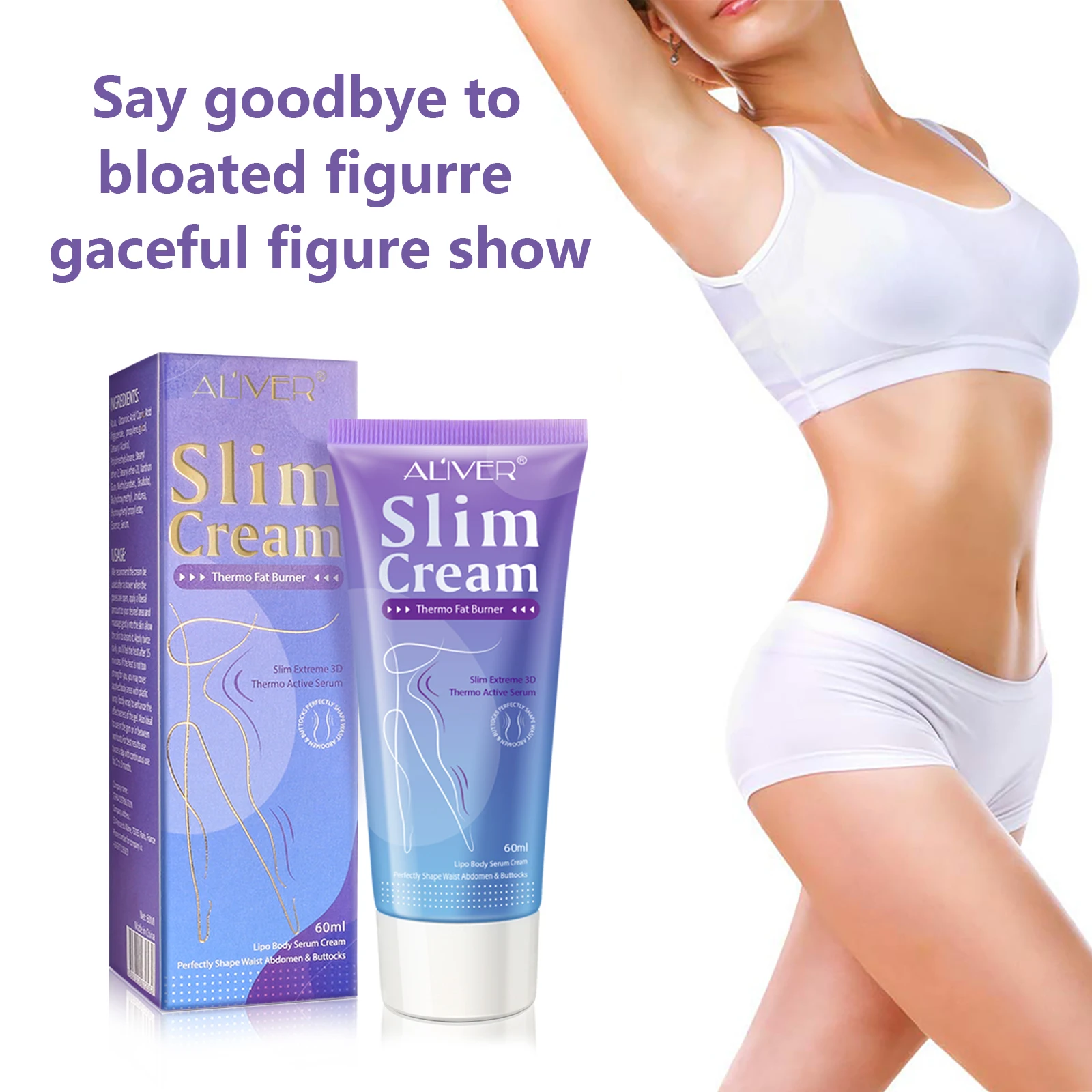 ALIVER Wholesale Natural Moisturizing Reducing Cellulite Burn Fat  Flat Tummy Gel Hot Firming Slimming Cream