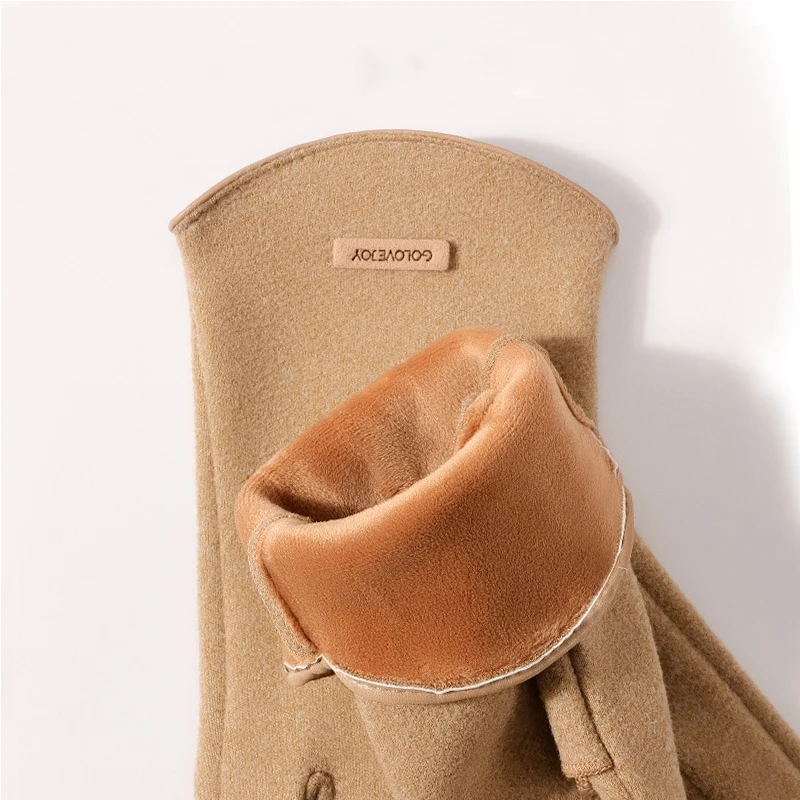 ALLCH Womens Ladies Cold Weather Faux Suede Glove with Faux Fur Trim on Cuff