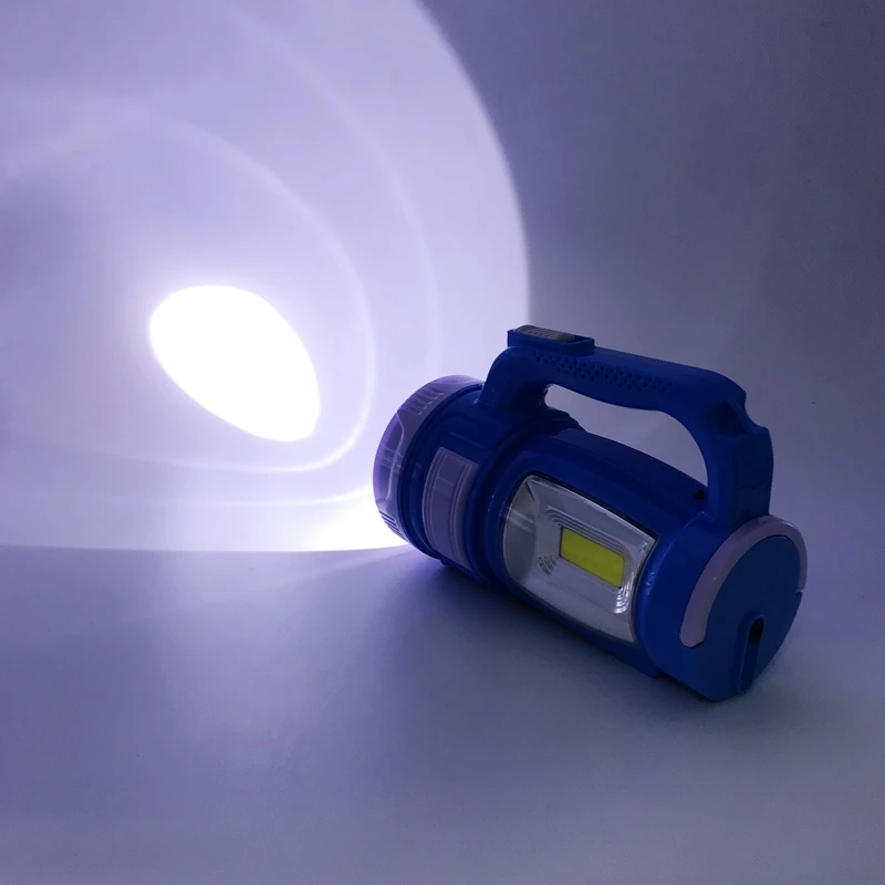 low price Rechargeable LED handy lantern COB flashlight with hidden Euro Plug AC charger working torch spotlight