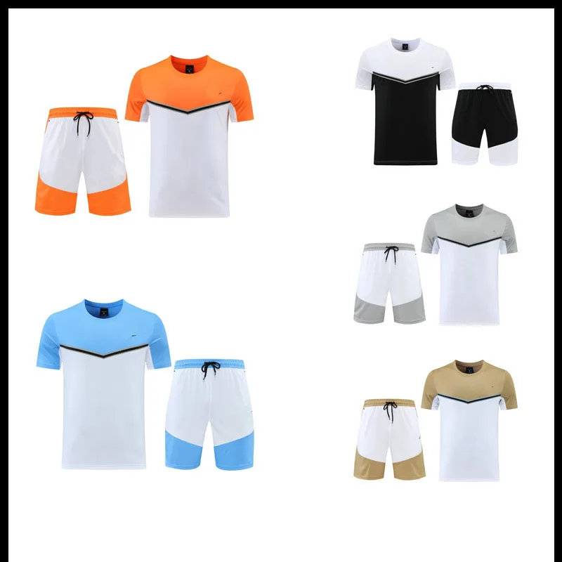 Basketball wear crewneck short-sleeved sports suit summer fitness shorts wear two-piece set