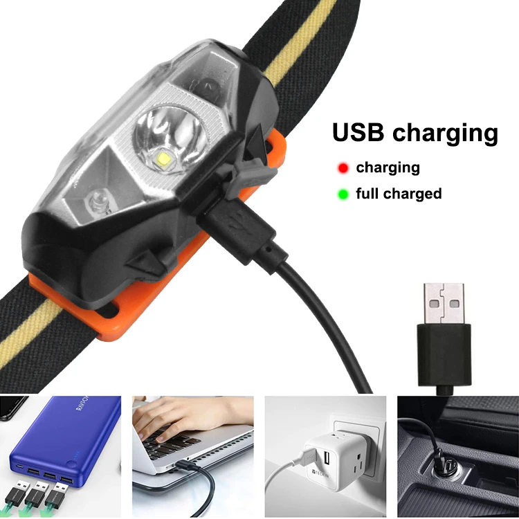 Super Bright Headlamp Camping, Hiking, Outdoors, Hunting Adjustable Headband USB Rechargeable Led Head Light Headlamp Flashlight