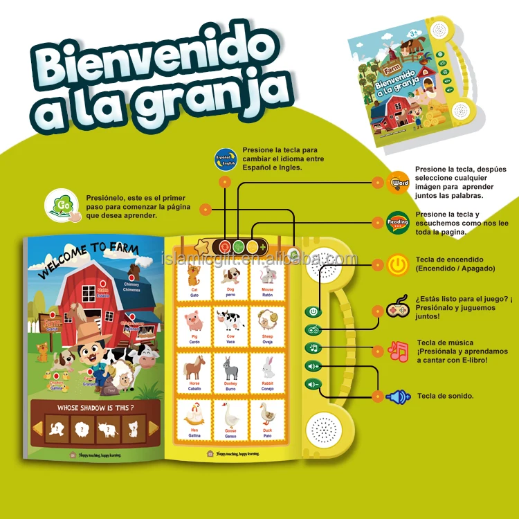 Kids Libros En Espanol Infantiles Electronic Spanish Phonics Audio Book Educational Board Book Printing