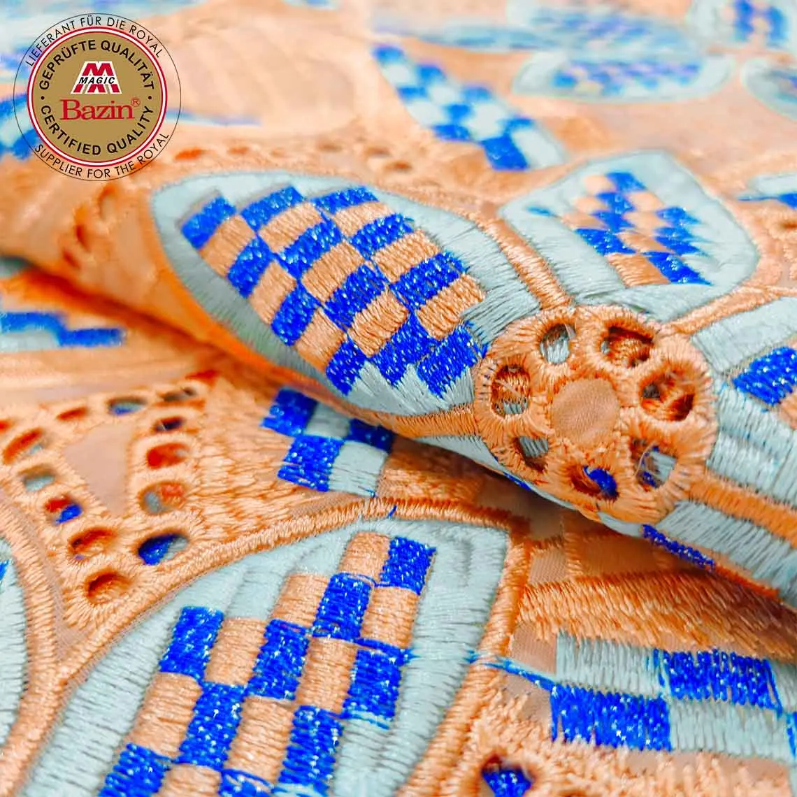 2.5+2.5 Yards Swiss Laces Fabric With Beads Bazin Riche Fabrics African 100% Cotton Embroidery Swiss Voile Lace For Guinea Women