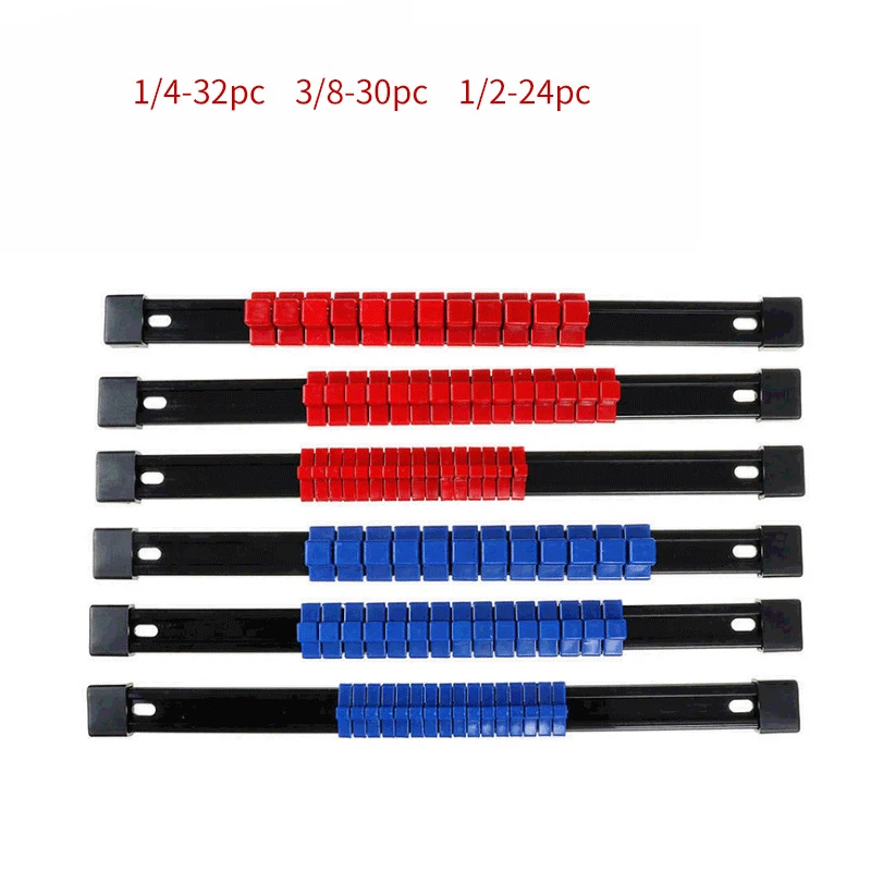 6Pcs ABS Socket Organizer Drive Socket Holder 1/4-32pc 3/8-30pc 1/2-24pc Premium Quality Socket Clip Rail Holder