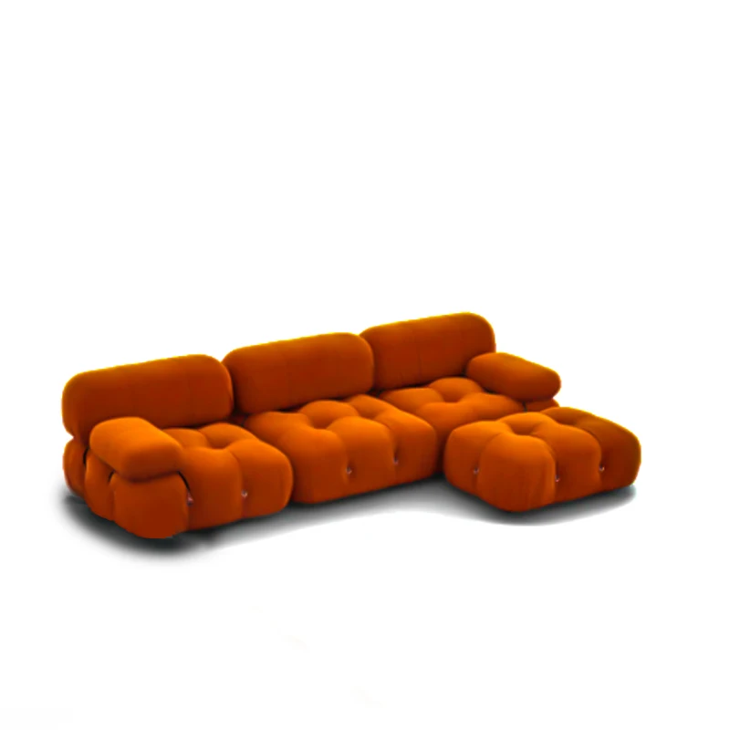 Nordic Luxury L Shape Hotel Lobby Living Room Sofa Set Round Couch Furniture 7 Seat Sofa