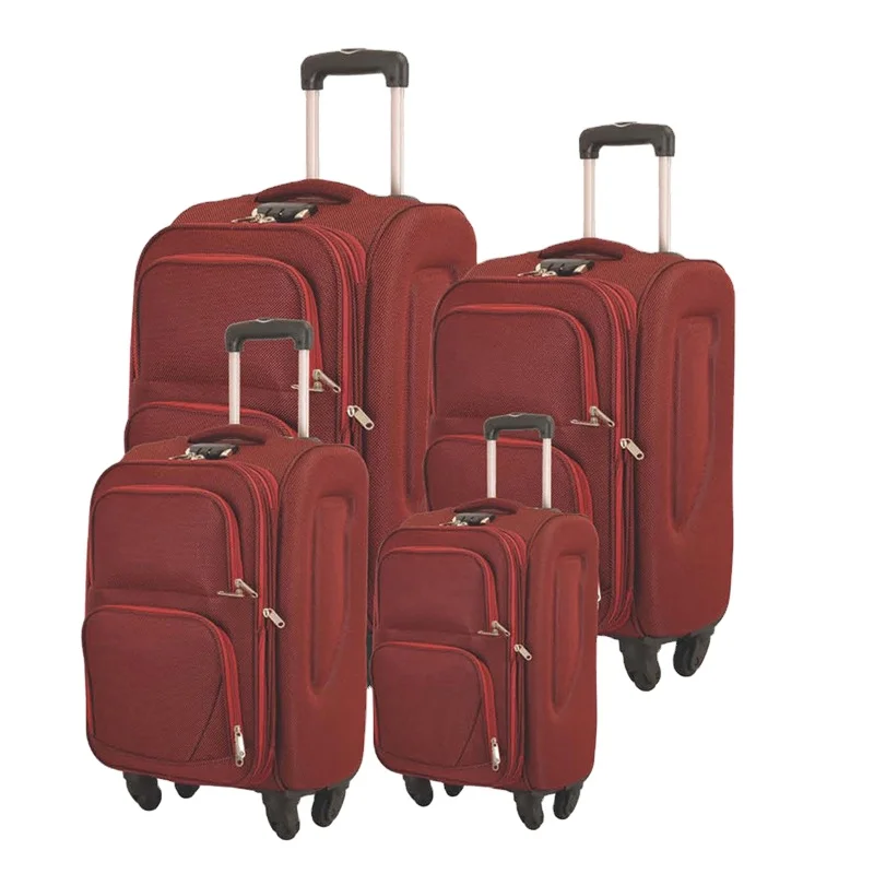 china supplier 4 pcs red rolling airport eminent teavel luggage bag for women