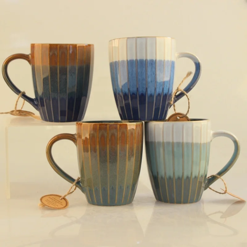 Top selling 13 oz reactive glazed ceramic coffee mug with double glazed