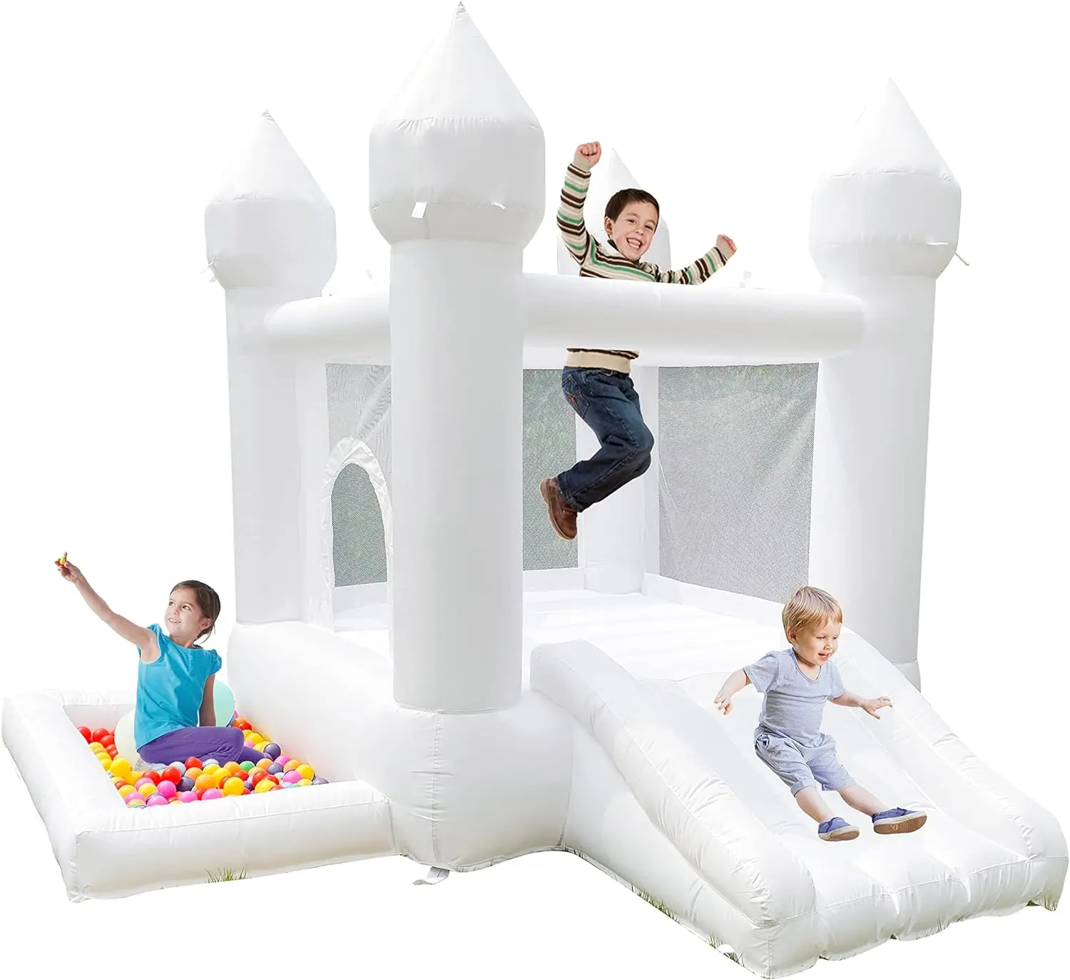 Portable Inflatable Mini Bounce House bouncy castle with Slide and Ball pit for kids Birthday Parties Ballons Design