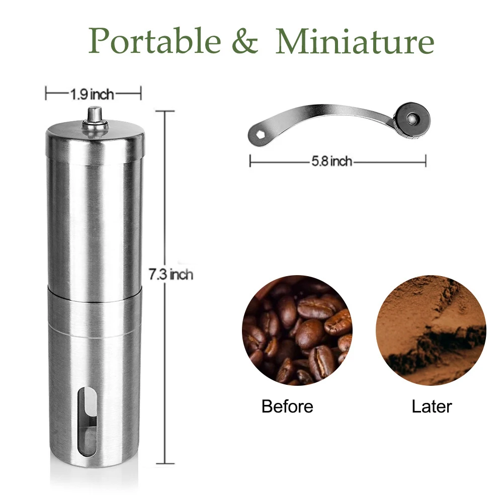 Popular Detachable Adjustable Mini  Portable Stainless Steel Mill Bean Manual Coffee Grinders
