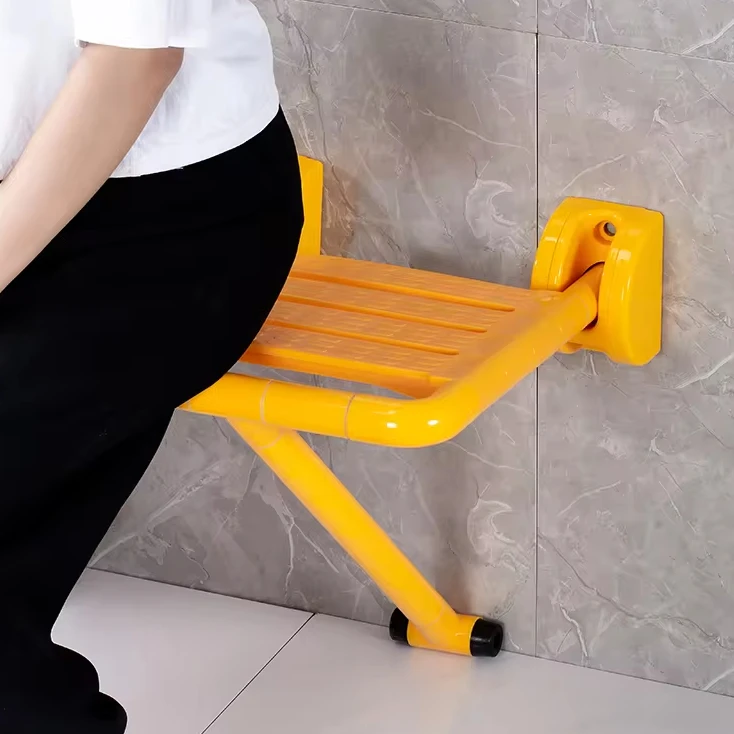 Elderly Care Durable Nylon Folding Bath Seat Elderly Flip Up Bathroom Shower Grab Bar Chair Disabled Wall Mounted Chair