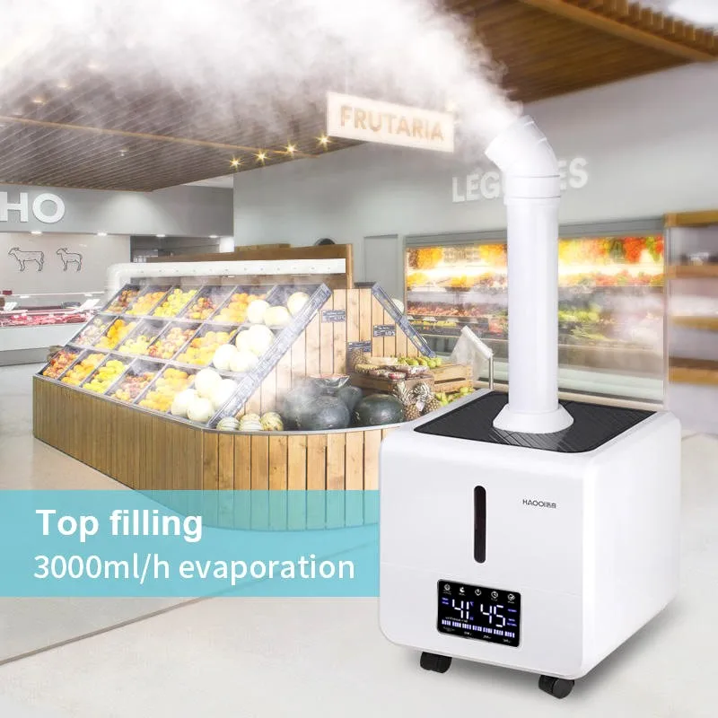 CE Large 16L Industrial Ultrasonic Fog Air Humidifier Machine with Auto refilling Device for Mushroom 3000ml/h Evaporation Fog