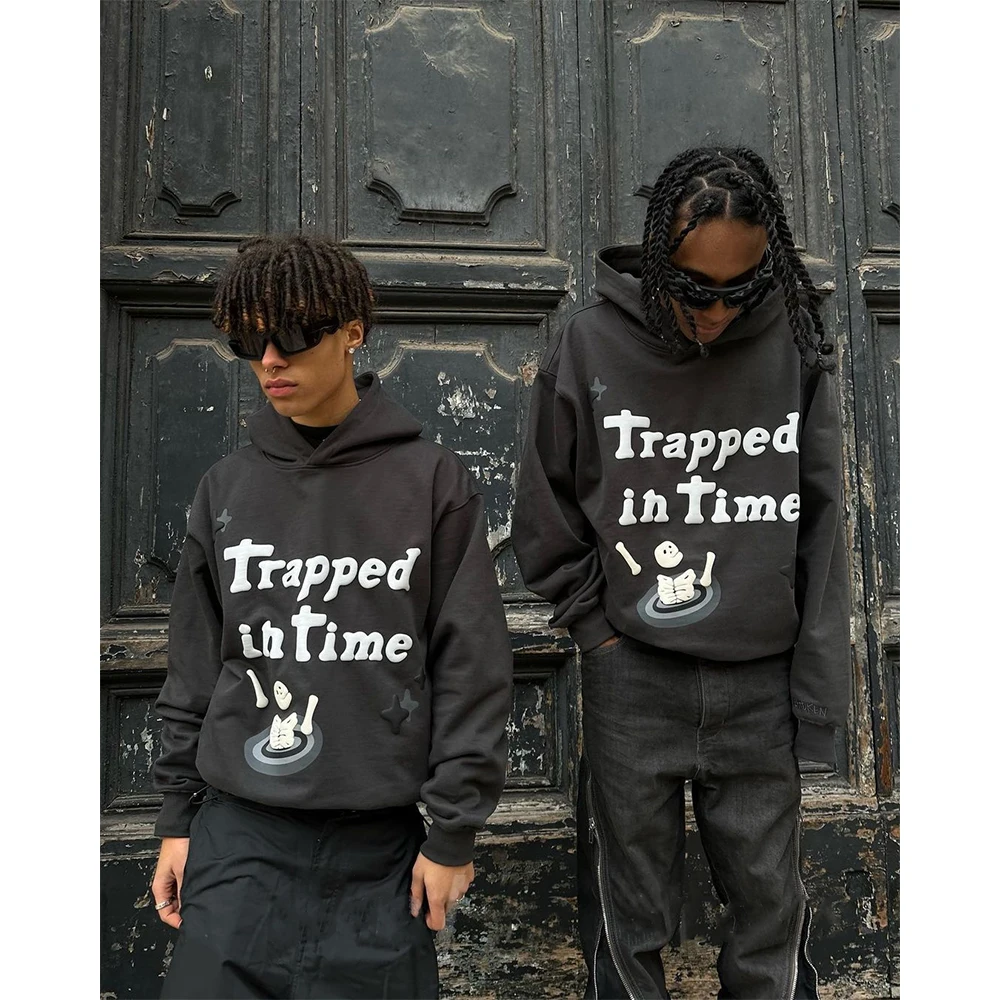 Custom logo oversize 3D puff printing hoodie men high quality heavyweight  drop shoulder pullover hoodie men