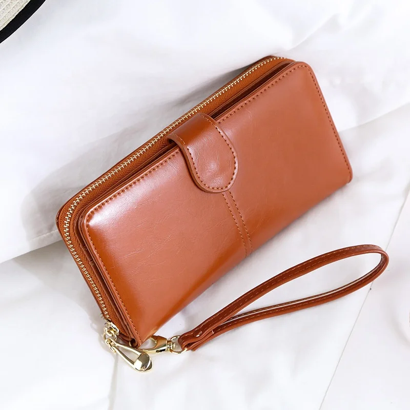Candy Color PU Leather Buckle Female Card Phone Pocket Money Holder Zipper Ladies Purse Clutch Bag Women Long Wallet