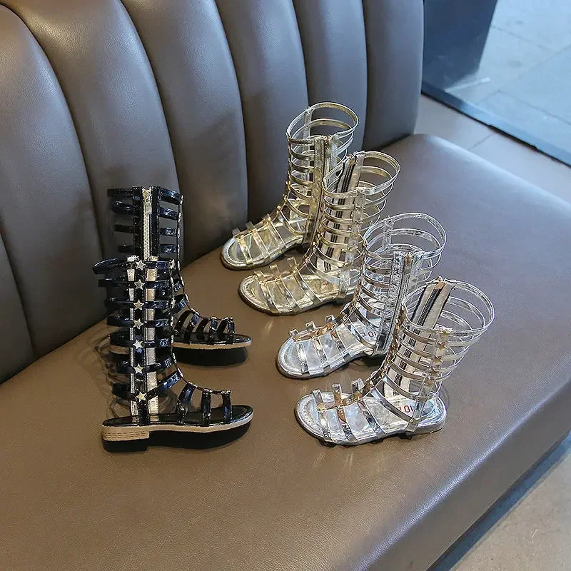 children shoes Summer boots High-top fashion Roma girls Stripe Kids Gladiator Sandals toddler baby sandals Brand high-quality