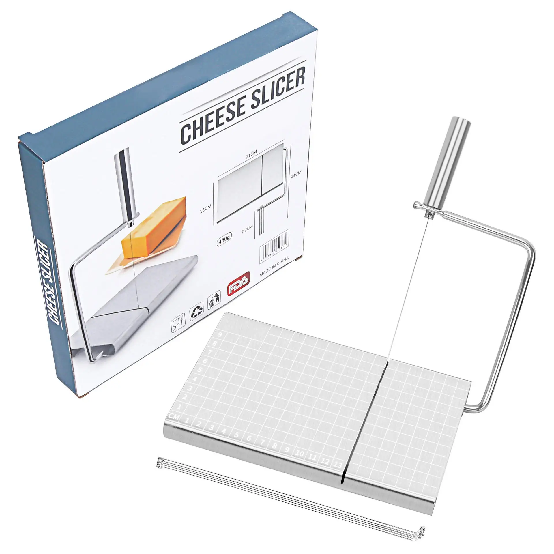 Multifunctional Stainless Steel Butter Ham Cheese Board Slicer Cheese Cutter Slicer with scale